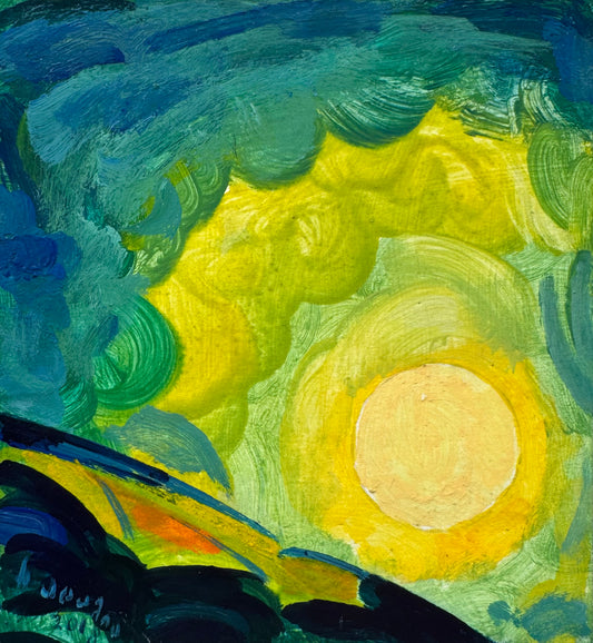 დამრეცი მთა და მზის ამოსვლა