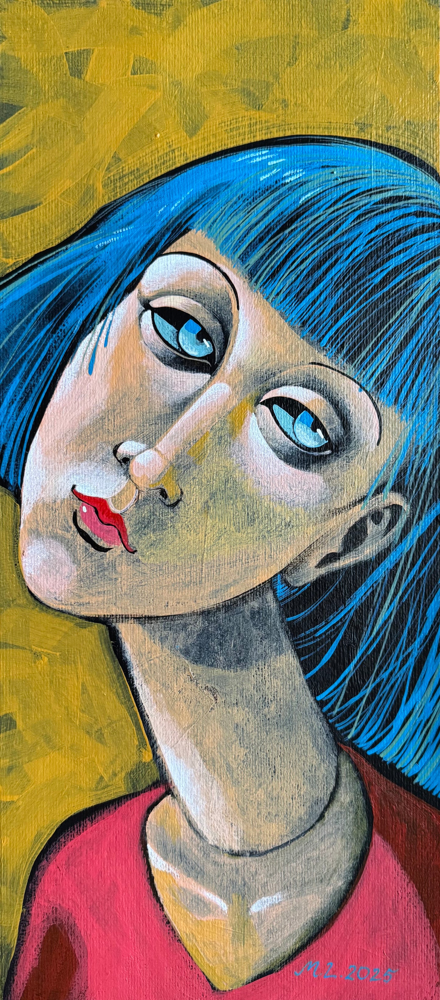 გოგონა ლურჯი თმით