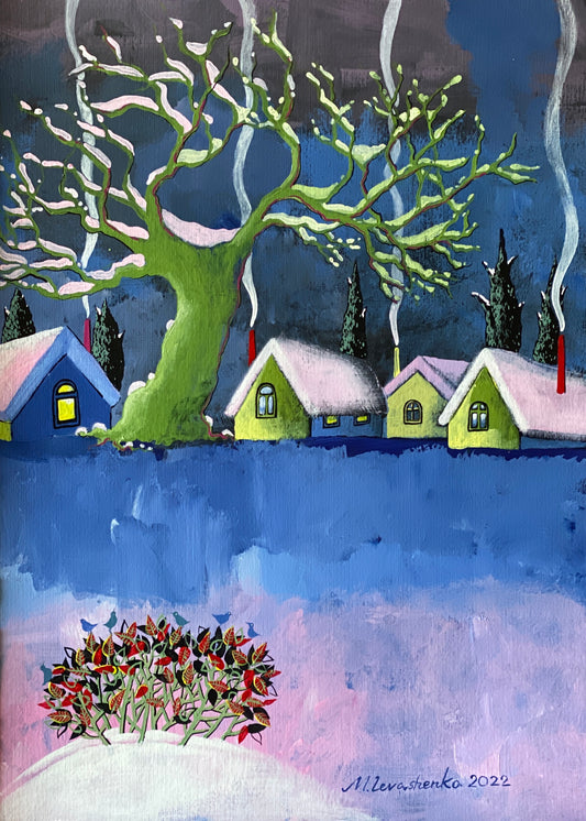 დათოვლილი ხეები ზამთარში